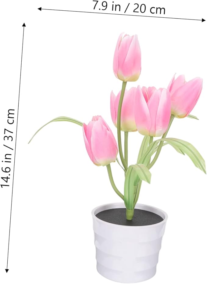 Solar Flower Light Outdoor Tulip Decor Charming Solar Garden Lights for Pathways Lovely Flower Pot Accent for Lawn Decoration