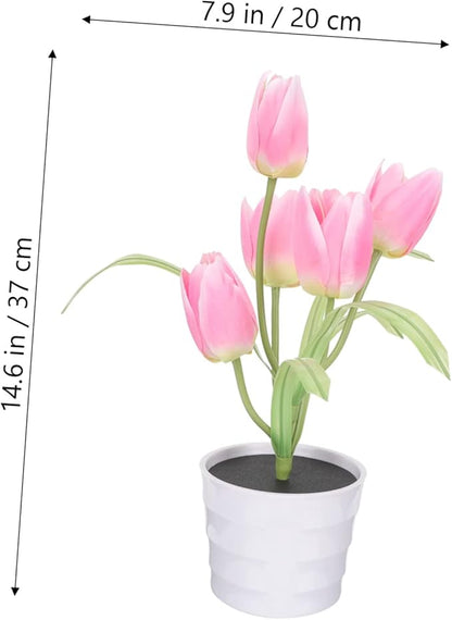 Solar Flower Light Outdoor Tulip Decor Charming Solar Garden Lights for Pathways Lovely Flower Pot Accent for Lawn Decoration