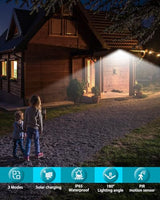 kolpop Solar Lights Outdoor 1 Pack, 140LED/3 Modes Motion Sensor Lights Solar Powered, Wireless IP65 Waterproof Wall Lights Outdoor Lights, Bright for Deck Fence Patio Front Door, White Light (Brown)