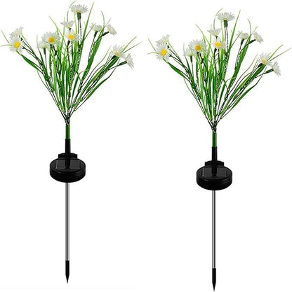 Solar Flower Lights Outdoor, Waterproof LED Daisy Flowers Solar Stake Decorative In-Ground Lights 2Mode for Garden Landscape Yard Pathway Wedding Party (White, 1Pack)