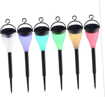 Luxshiny LED Solar Lawn Light Outdoor Waterproof Colorful Solar Garden Path Light with Ground Stake, Seven-Color Changing Landscape Lamp for Yard and Patio Decoration