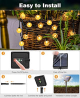 btfarm 4 Pack Solar String Lights Outdoor, Total 196FT 200LED Crystal Globe