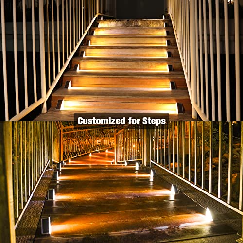 VOLISUN Solar Stair Lights 18 Pack, Solar Step Lights Outdoor Waterproof IP67, LED Outdoor Step Light,Outdoor Light Decor for Garden Stair, Deck, Front Step, Front Porch, and Patio（3000K）