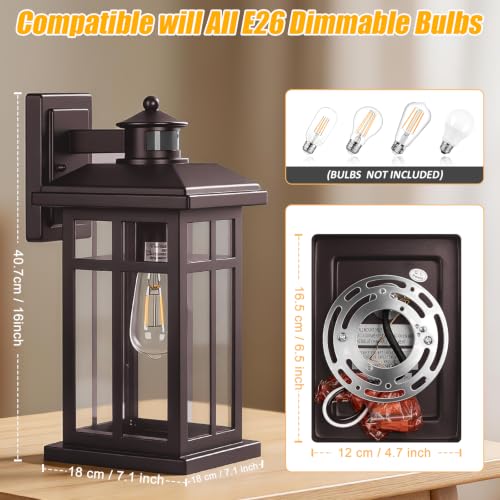 16” Motion Sensor Modern Exterior Light Bronze Outside Porch Lights