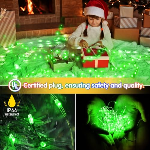 KNONEW 400FT 1200LED Green Wire Outdoor Fairy Lights Plug in Green Xmas