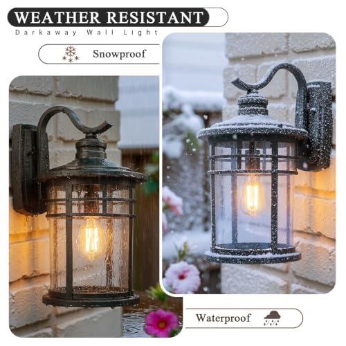 Darkaway 20inch Outdoor Porch Lights Wall Mount, Extra Large Outside Light Fixtures Sconces Wall Lighting with Seeded Glass Waterproof Exterior Lights for House Patio Yard Hallway Doorway Garage
