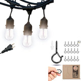 Brightech Bundle: Waterproof LED Outdoor String Lights Hanging, Dimmable 2W Vintage Edison Bulbs - 48 Ft + String | Lumora