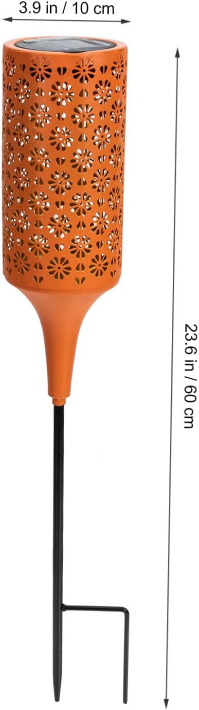 Solar Garden Path Lights Led Iron Chrysanthemum Design for Outdoor Decoration Energy-Saving Solar Powered Lighting for Walkways and Patios Bright Orange Color