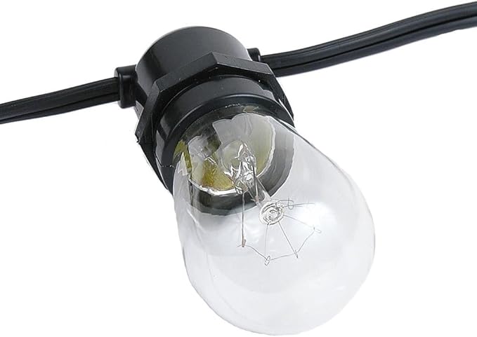 Novelty Lights 37.5 Feet Heavy Duty Light String with 25 in-Line E26 Sockets, Black - Outdoor Security Flood Light | Lumora
