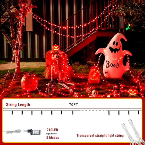 Outside LEDs Warm White LED String Lights – 70FT Transparent Wire, Waterproof & Connectable Christmas Tree Lights for Indoor Outdoor Holiday Décor