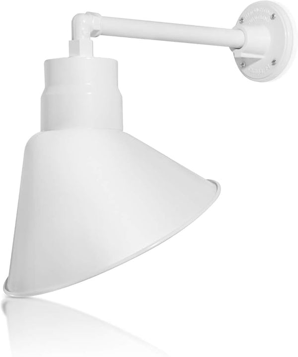 12in. White Angle Shade Gooseneck Sign Light Fixture with 13in. Long Extension Arm - Wall Sconce Farmhouse | Lumora