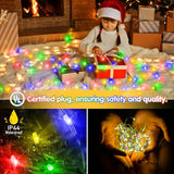 KNONEW 203FT 600LED Green Wire Outdoor Fairy Lights Plug in Multicolor Xmas