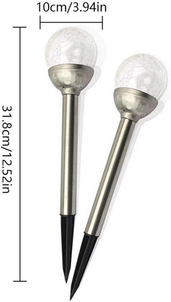 Solar Stake Lights 2 Pack,Outdoor Solar Lights Crackle Glass Hanging Light Solar Powered Path Light Crackle Ball Stake Lights Landscape Lighting for Garden Patio Yard
