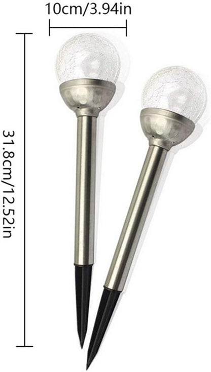 Solar Stake Lights 2 Pack,Outdoor Solar Lights Crackle Glass Hanging Light Solar Powered Path Light Crackle Ball Stake Lights Landscape Lighting for Garden Patio Yard