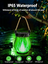 4 Pack Halloween Solar Lanterns Outdoor Waterproof Green Solar Flame Lights