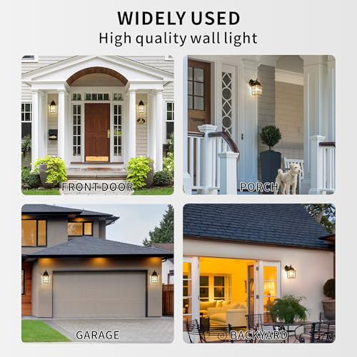Outdoor Wall Light Fixtures Waterproof Exterior Sconce Lights Anti-Rust Exterior Lighting Fixtures Black Outdoor Wall Lantern for Porch Patio Front Door Garage House