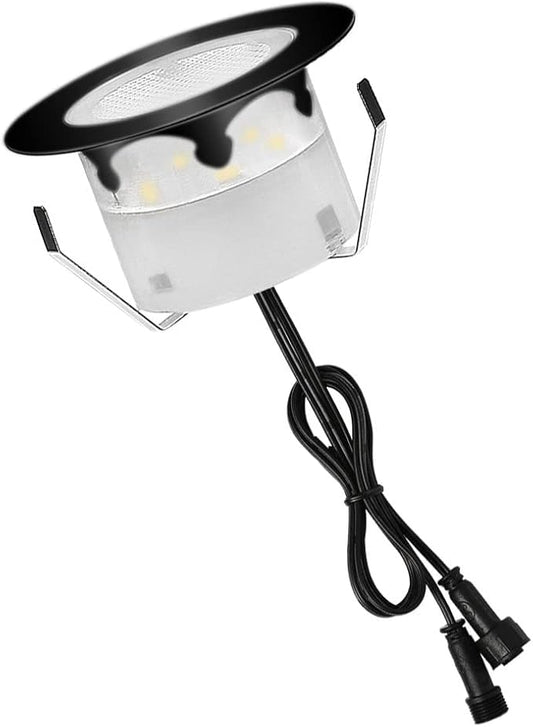 Led Deck Lights Blue Outdoor Waterproof Low Voltage Stainless Steel 1W Outdoor Yard Garden Decoration Lamps Landscape Pathway Patio Step Stairs LED In-ground Lights(Black Border,1 Pack