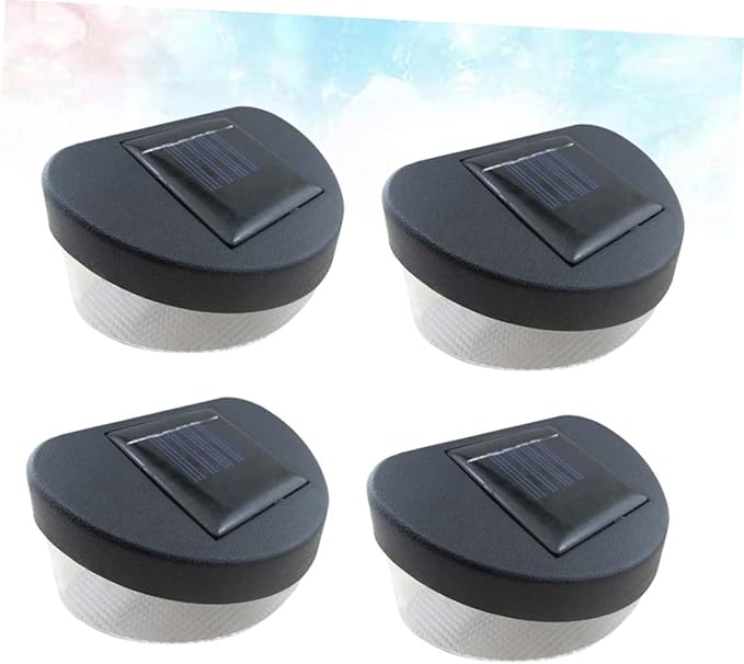ABOOFAN 4pcs Solar Outdoor Garden Light LED Wall Lamps with Black Shell White Light for Garden Pathway Porch and Wall Decor