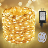 KNONEW 100FT 300LED Outdoor Fairy Lights Plug in Warm White Christmas Decor