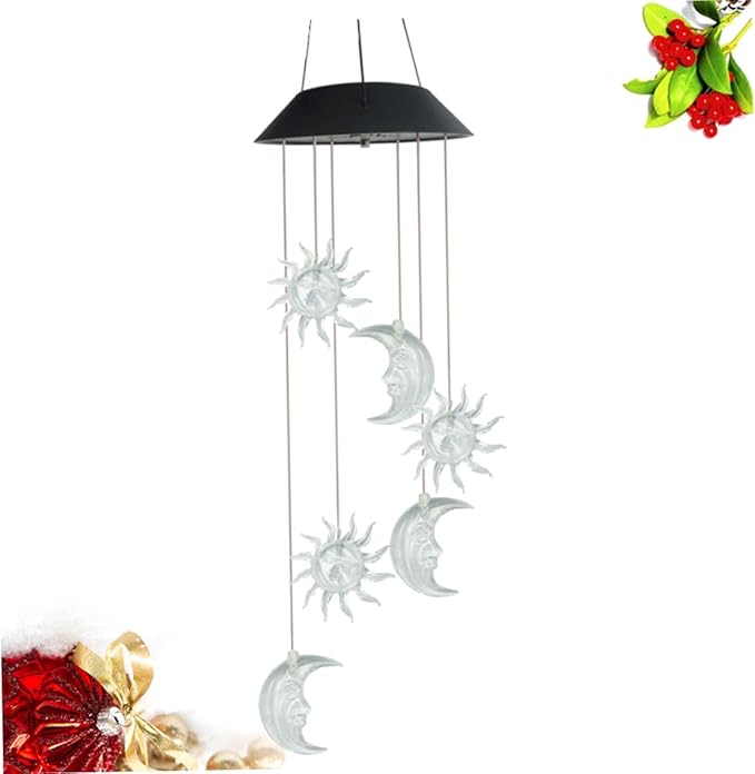 Happyyami Solar Powered Garden Light Wind Chime Lamp Waterproof Colorful Gradient Solar Lights for Outdoor Decor Suitable for Courtyards and Gardens