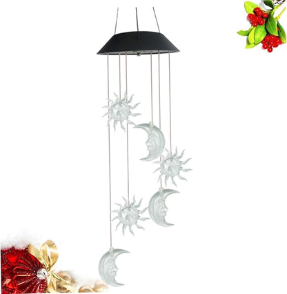 Happyyami Solar Powered Garden Light Wind Chime Lamp Waterproof Colorful Gradient Solar Lights for Outdoor Decor Suitable for Courtyards and Gardens