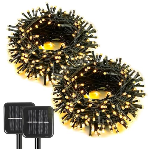 SyouHome Solar String Lights Outdoor, 2 Pack 200 LED Solar Christmas Lights