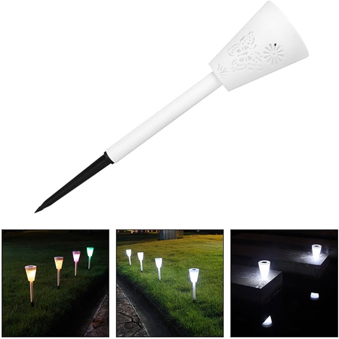 Solar-Powered Stake Lawn Lamp Outdoor Solar Pathway Light Adjustable Bright White and Colorful Modes Garden Yard Stake Lighting for Patio Random Color