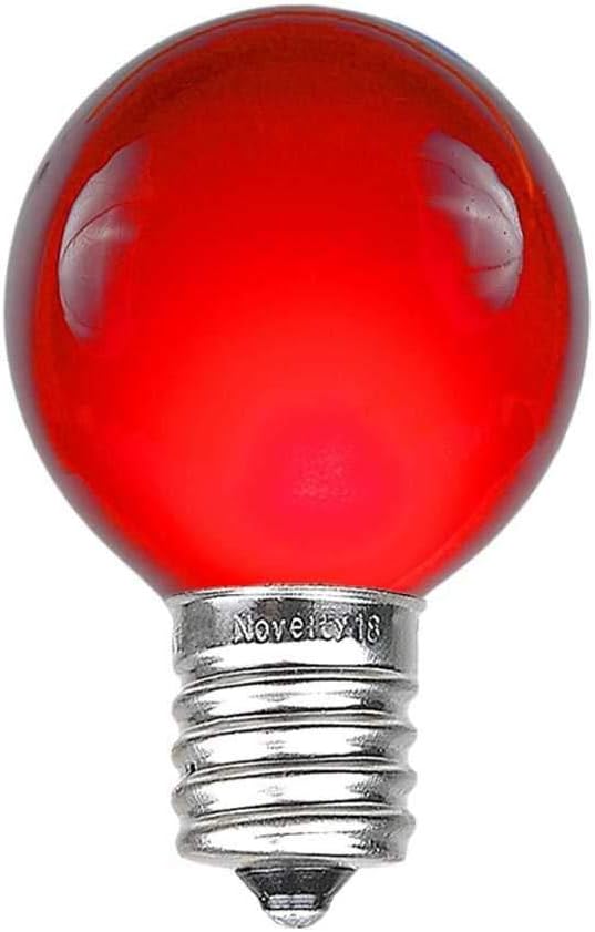 25 Foot G30 Outdoor Patio String Lights with 25 Red Globe Bulbs – Indoor Outdoor String Lights – Market Bistro Café Hanging String Lights – C7/E12 Base - Green Wire