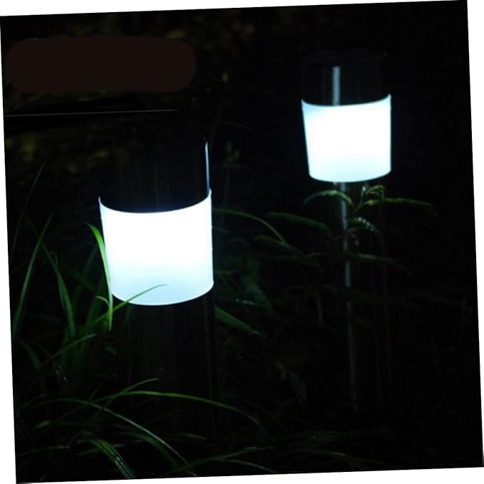 3pcs Solar Led Torch Lawn Light Stainless Steel Cylindrical Stake Lamp Outdoor Landscape Lighting for Garden Pathways and Events