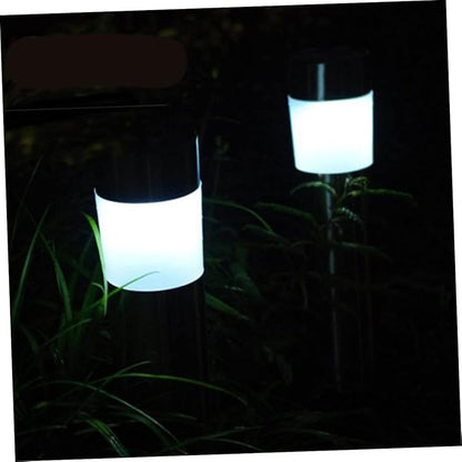 3pcs Solar Led Torch Lawn Light Stainless Steel Cylindrical Stake Lamp Outdoor Landscape Lighting for Garden Pathways and Events