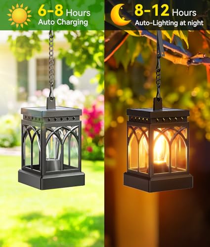 KOOPER 6 Pack Solar Lanterns Outdoor Waterproof, Brighter Hanging Solar Lantern Lights for Outside, Auto ON/Off Lanterns Decorative Outdoor for Garden Table Yard Path Tree Patio Lawn Decor, Gifts