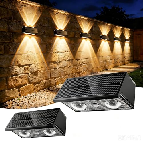 Solar Fence Lights Outdoor, 2 Pack Fence Solar Lights Waterproof