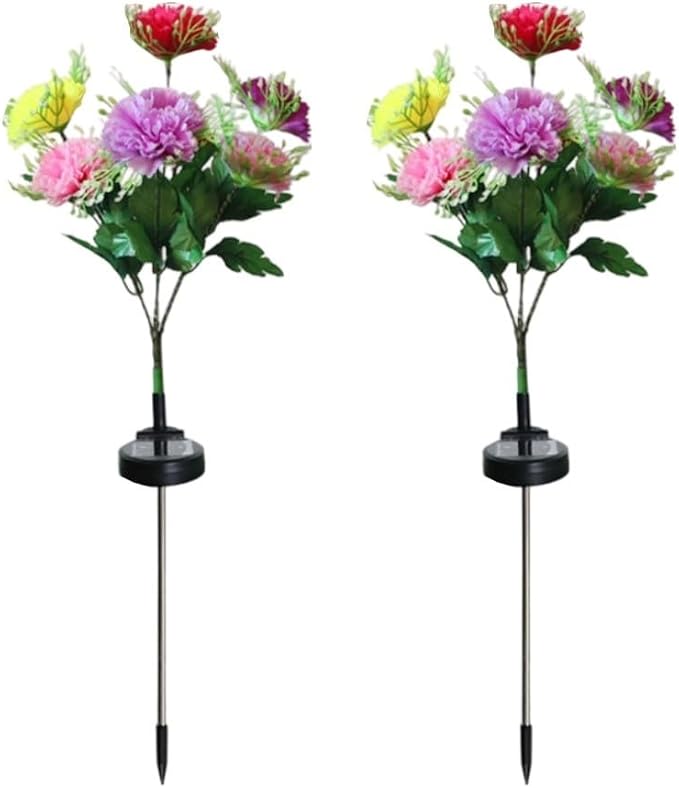 2 Pack Solar Garden Lights IP65 Waterproof LED Stakes 70cm Outdoor Decorative Lighting for Patio Path Lawn Balcony Fence(Color)