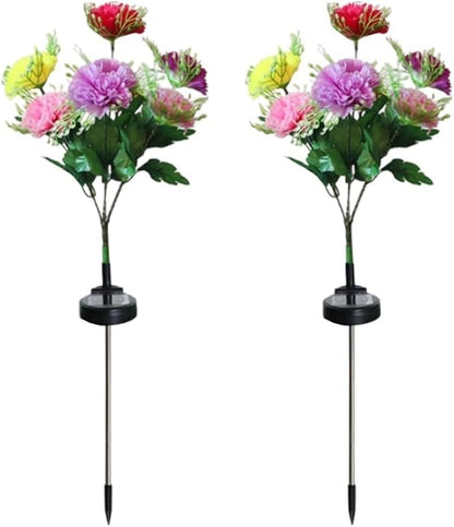 2 Pack Solar Garden Lights IP65 Waterproof LED Stakes 70cm Outdoor Decorative Lighting for Patio Path Lawn Balcony Fence(Color)