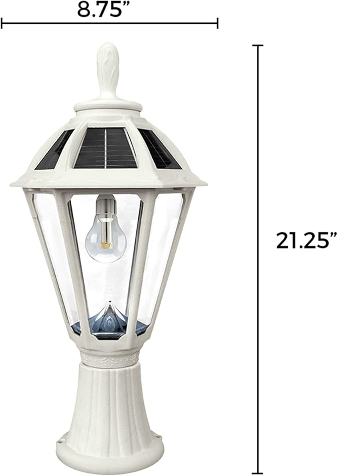 Gama Sonic Polaris Solar Light with GS Solar Light Bulb – Wall/Pier/3″ Fitter Mounts (178233), White Finish