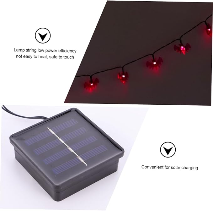 Garneck Solar Purple Bat String Lights Outdoor Decor for Halloween Parties Energy Saving Warm Light for Festive Atmosphere