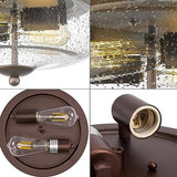 Darkaway Oil-Rubbed Bronze Ceiling Light Fixtures, Indoor Outdoor Flush Mount Ceiling Light with Seeded Glass Shade for Farmhouse Hallway Kitchen Bedroom Porch Living Dining Room