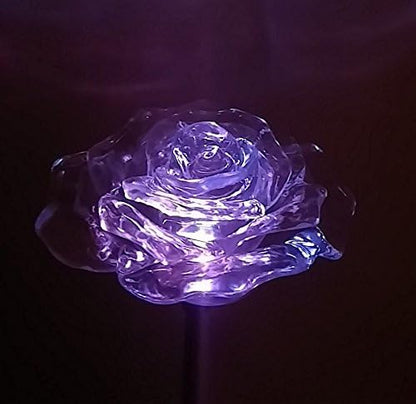 Beautiful Solar Clear Rose Light , Multi-color Color Changing Flower Garden Stake Outdoor Yard Decor Landscape LED Lamp Lights, Great Gift by Florals