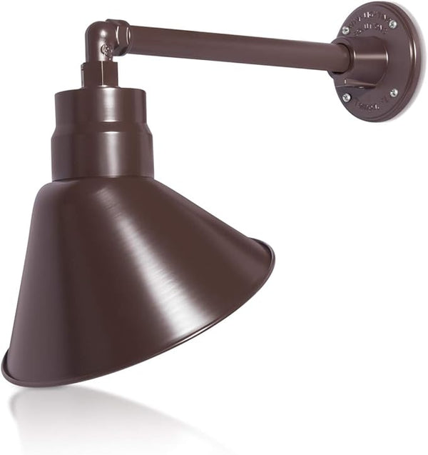 10in. Architectural Bronze Angle Shade Gooseneck Sign Light Fixture with 13in. Long Extension Arm - Wall Sconce | Lumora