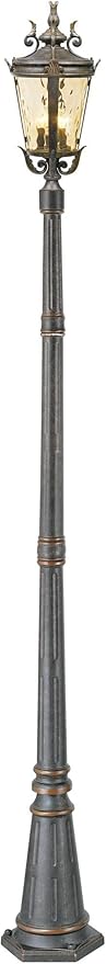 John Timberland Marseille Traditional Outdoor Post Light with Flat Base Pole Veranda Bronze 99 3/4" Champagne | Lumora