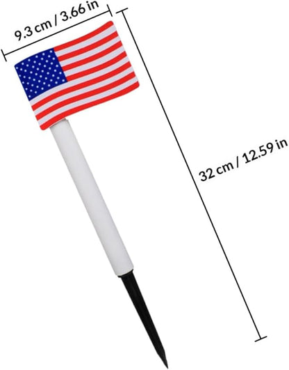 NOLITOY 2pcs Solar Garden Path Lights American Flag LED Lawn Lamps Outdoor Landscape Ground Insert Lights for Independence Day Patio Yard Decoration Random Color