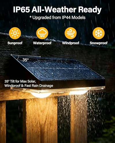 Solar Fence Lights Outdoor, 2 Pack Fence Lights Solar Powered