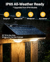 Solar Fence Lights Outdoor, 2 Pack Fence Lights Solar Powered