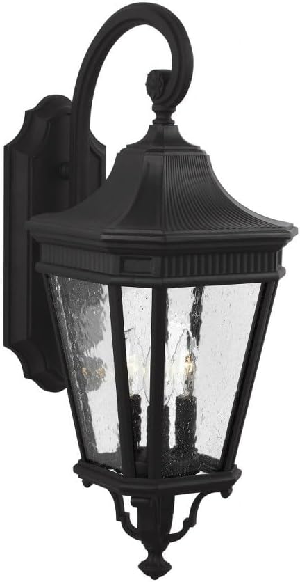 Feiss OL5422BK Cotswold Lane Outdoor Patio Lighting Wall Lantern, Black, 3-Light (10"W x 24"H) 180watts