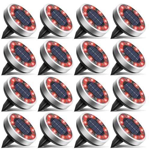 btfarm 16 Pack Solar Lights Outdoor Waterproof, 8 LED Solar Ground Lights