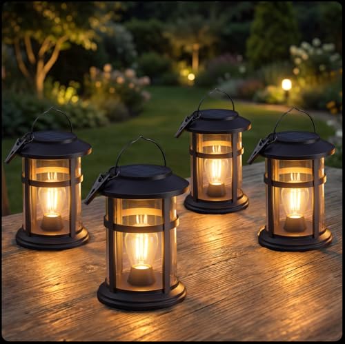 Otdair Solar Lanterns Outdoor Waterproof, Hanging Solar Lantern, 4 Pack