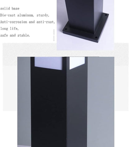 Outdoor Solar Pathway Lights, Modern 23.6in LED Landscape Bollard Lamp with Remote Control, Dual Color Temperature Garden Post Lighting for Driveway Patio Yard Decoration