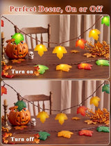 Fall Decor String Lights, 12FT 20 LED Thanksgiving Leaf Lights Plug in