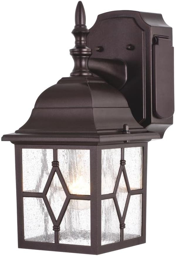 Patriot Lighting Galeana Oil-Rubbed Bronze Outdoor Wall Light with Outlet