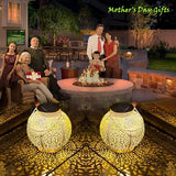 TAKE ME 2 Packs White Solar Lanterns Outdoor Waterproof Garden Laterns Metal Retro Lights for Mothers Gifts Mom Wife Grandma Birthday Gifts (White Set of 2)